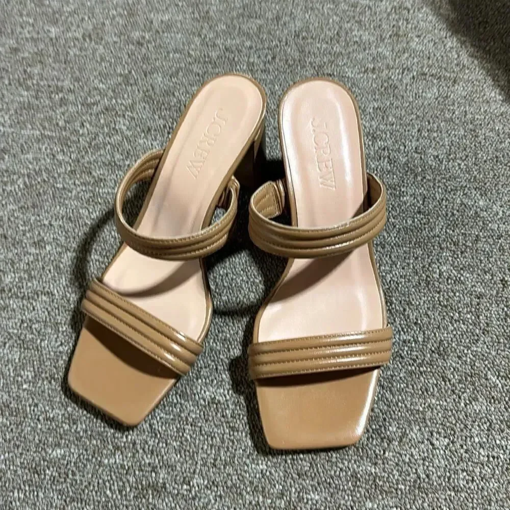 J.Crew Evelyn double-strap heels in leather